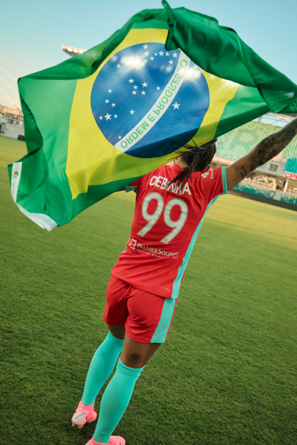 Debinha Holding Brazil Flag